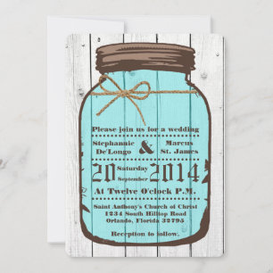 5x7 Mason Jar Wood Wash Land bruiloft uitnodiging
