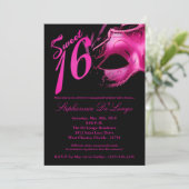5x7 Masquerade Mask Sweet 16 Birthday Invitation Kaart (Staand voorkant)