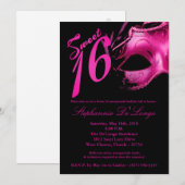 5x7 Masquerade Mask Sweet 16 Birthday Invitation Kaart (Voorkant / Achterkant)