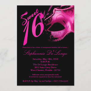 5x7 Masquerade Mask Sweet 16 Birthday Invitation Kaart