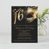 5x7 Masquerade Mask Sweet 16 Birthday Invitation Kaart (Staand voorkant)