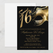 5x7 Masquerade Mask Sweet 16 Birthday Invitation Kaart (Voorkant / Achterkant)