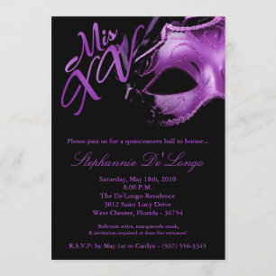 5x7 Masquerade Masker 15 Quinceanera Ball Invitati Kaart