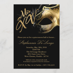 5x7 Masquerade Masker 15 Quinceanera Ball Invitati Kaart