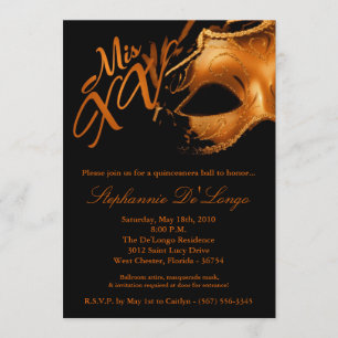 5x7 Masquerade Masker 15 Quinceanera Ball Invitati Kaart