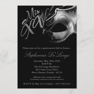 5x7 Masquerade Masker 15 Quinceanera Ball Invitati Kaart