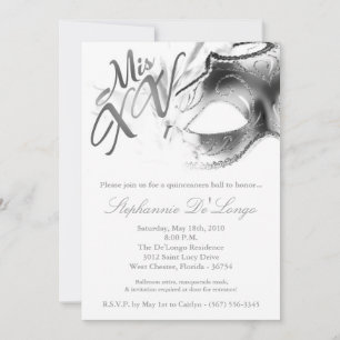 5x7 Masquerade Masker 15 Quinceanera Ball Invitati Kaart