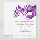 5x7 Masquerade Masker 15 Quinceanera Ball Invitati Kaart (Voorkant / Achterkant)