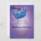 5x7 Masquerade Quinceanera Birthday Uitnodiging (Voorkant)