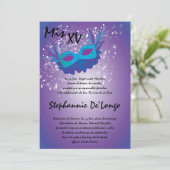 5x7 Masquerade Quinceanera Birthday Uitnodiging (Staand voorkant)