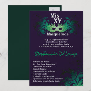 5x7 Masquerade Quinceanera Birthday Uitnodiging