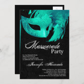 5x7 Masquerade Quinceanera Birthday Uitnodiging (Voorkant / Achterkant)