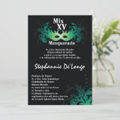 5x7 Masquerade Quinceanera Birthday Uitnodiging (Staand voorkant)