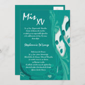 5x7 Masquerade Quinceanera Birthday Uitnodiging (Voorkant / Achterkant)