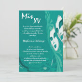 5x7 Masquerade Quinceanera Birthday Uitnodiging (Staand voorkant)