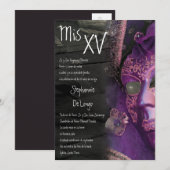 5x7 Masquerade Quinceanera Birthday Uitnodiging (Voorkant / Achterkant)
