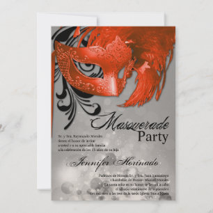 5x7 Masquerade Quinceanera Birthday Uitnodiging