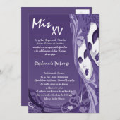 5x7 Masquerade Quinceanera Birthday Uitnodiging (Voorkant / Achterkant)