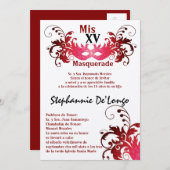 5x7 Masquerade Quinceanera Birthday Uitnodiging (Voorkant / Achterkant)