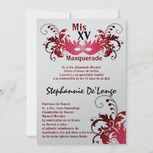 5x7 Masquerade Quinceanera Birthday Uitnodiging