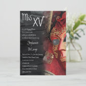 5x7 Masquerade Quinceanera Birthday Uitnodiging (Staand voorkant)