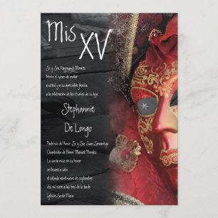 5x7 Masquerade Quinceanera Birthday Uitnodiging