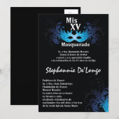 5x7 Masquerade Quinceanera Birthday Uitnodiging (Voorkant / Achterkant)