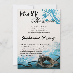 5x7 Masquerade Quinceanera Birthday Uitnodiging
