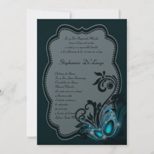 5x7 Masquerade Quinceanera Birthday Uitnodiging