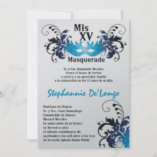 5x7 Masquerade Quinceanera Birthday Uitnodiging