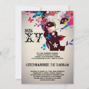 5x7 Masquerade Quinceanera Birthday Uitnodiging