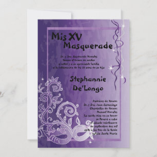 5x7 Masquerade Quinceanera Birthday Uitnodiging