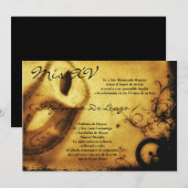 5x7 Masquerade Quinceanera Birthday Uitnodiging (Voorkant / Achterkant)