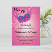 5x7 Masquerade Quinceanera Birthday Uitnodiging (Staand voorkant)
