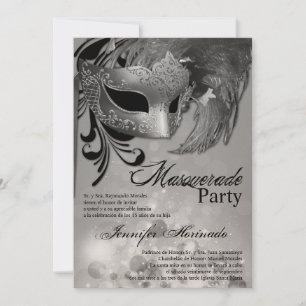 5x7 Masquerade Quinceanera Birthday Uitnodiging