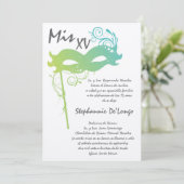 5x7 Masquerade Quinceanera Birthday Uitnodiging (Staand voorkant)