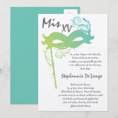 5x7 Masquerade Quinceanera Birthday Uitnodiging (Voorkant / Achterkant)