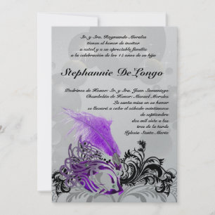 5x7 Masquerade Quinceanera Birthday Uitnodiging