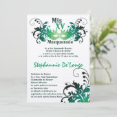 5x7 Masquerade Quinceanera Birthday Uitnodiging (Staand voorkant)