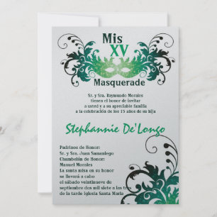 5x7 Masquerade Quinceanera Birthday Uitnodiging