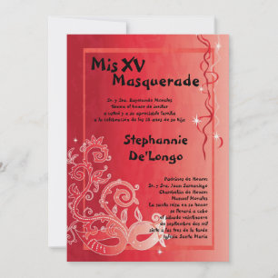5x7 Masquerade Quinceanera Birthday Uitnodiging