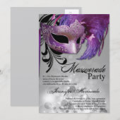 5x7 Masquerade Quinceanera Birthday Uitnodiging (Voorkant / Achterkant)