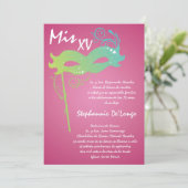 5x7 Masquerade Quinceanera Birthday Uitnodiging (Staand voorkant)