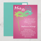 5x7 Masquerade Quinceanera Birthday Uitnodiging (Voorkant / Achterkant)