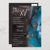 5x7 Masquerade Quinceanera Birthday Uitnodiging (Voorkant / Achterkant)