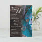 5x7 Masquerade Quinceanera Birthday Uitnodiging (Staand voorkant)