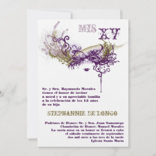 5x7 Masquerade Quinceanera Birthday Uitnodiging