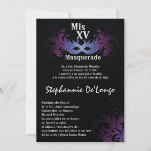 5x7 Masquerade Quinceanera Birthday Uitnodiging