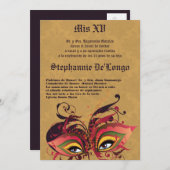 5x7 Masquerade Quinceanera Birthday Uitnodiging (Voorkant / Achterkant)