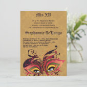 5x7 Masquerade Quinceanera Birthday Uitnodiging (Staand voorkant)
